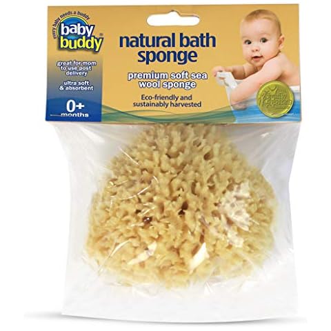 Baby Buddy Natural Baby Bath Sponge 4in Ultra Soft Premium Sea Wool Sponge Soft on Tender Baby Skin, Biodegradable, 1pk Cover