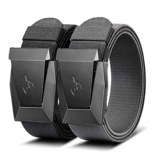 Image of BULLIANT Men Stretch Tactical Web Belt MultiPack 1.5 inch-Adjustable Fit | Smooth Sliding for Micro Fit - Tailored for Exact Size-Holeless for Golf Jeans or Casual