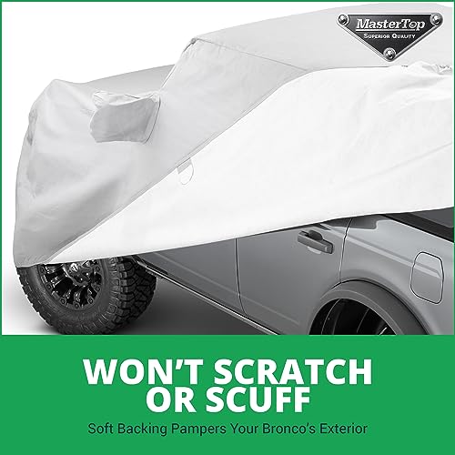 Image of MasterTop 5-Layer Full Car Cover - Fits Ford Bronco 2020-2023 - Bronco Sport Car Accessories Ford Bronco Cover Truck Cover Exterior Covers Vehicle Cover - Installs Over Factory Top - Weatherproof