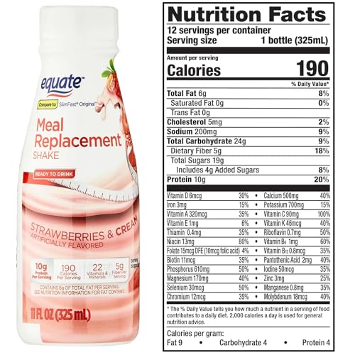 Equate Strawberries & Cream Meal Replacement Shake 11 Fl Oz. Bottle, 6 Counts. Free TAOindustry bookmark - Image 4
