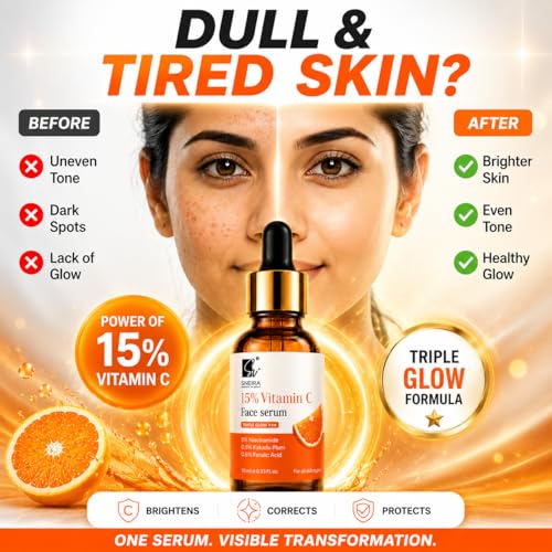 Image of 15% Vitamin C Face Serum with Niacinamide, Kakadu Plum & Ferulic Acid | Facial Serum for Dull & Uneven-Looking Skin | Lightweight Daily Skincare for Women & Men - 10ml