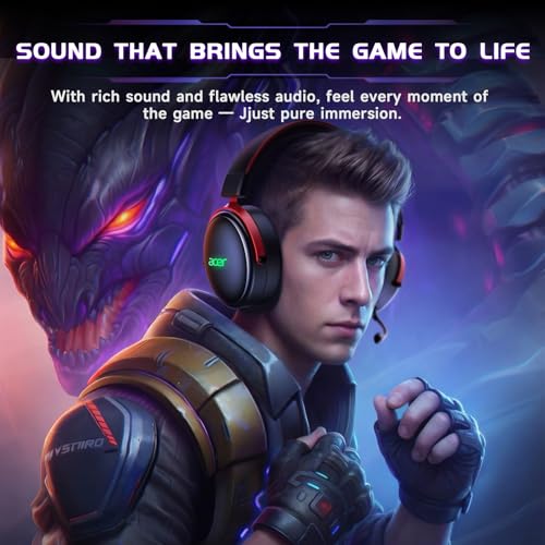 Acer 2.4GHz Wireless Gaming Headsets for PS5, PS4, PC, Switch, Tri-Mode Bluetooth Gaming Headset with Mic, Stereo Sound, 40+Hr Battery, 50mm Drivers - Black - Image 4