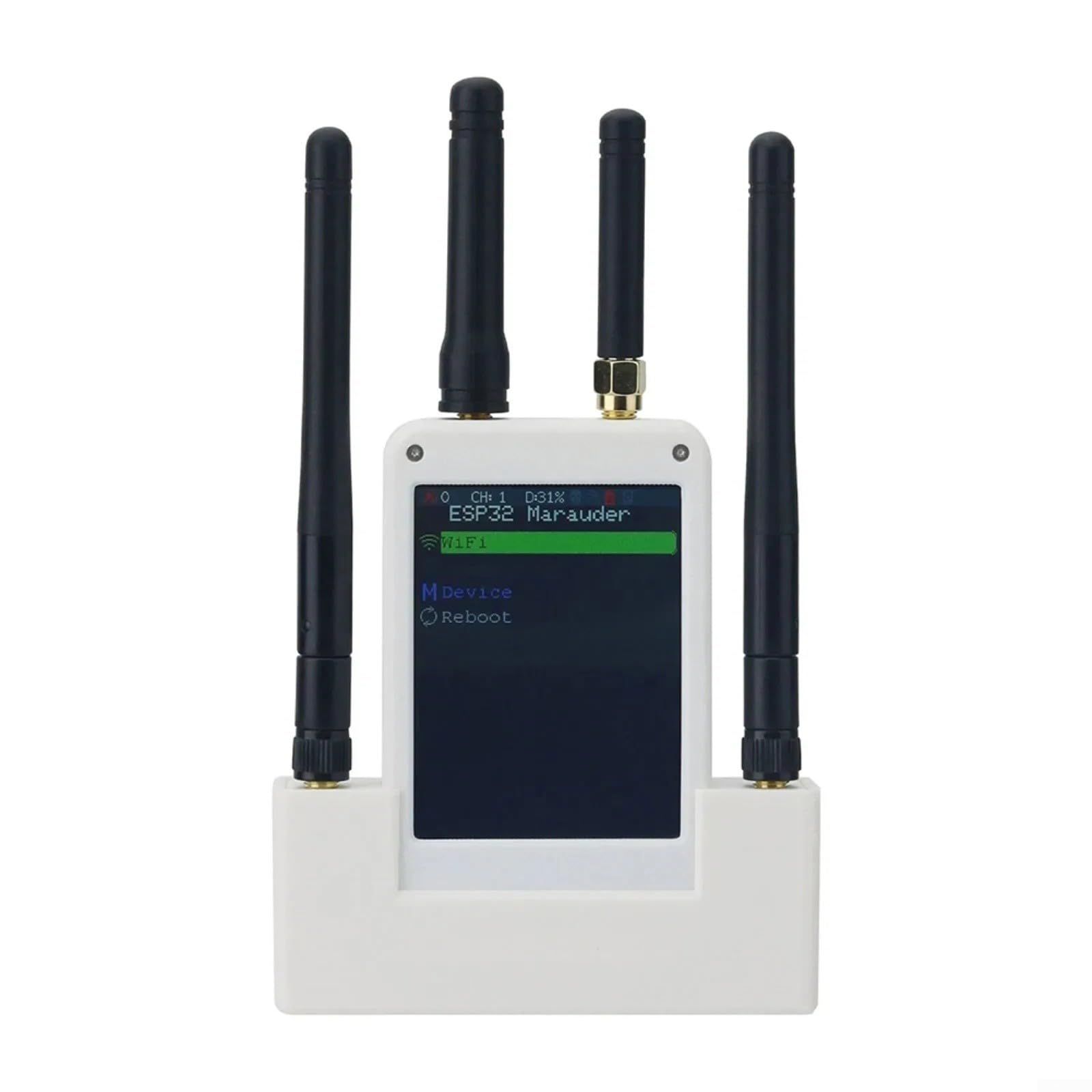 Funkwellen Detektor Analyse,Datenakquisition Messgerät Sensor,ESP32-C5 RF-Analyser Mit GPS, 433 MHz Und WLAN, Für Flipper Für Zero, 2,8 Zoll, Mit 800MAh Für Akku(White)