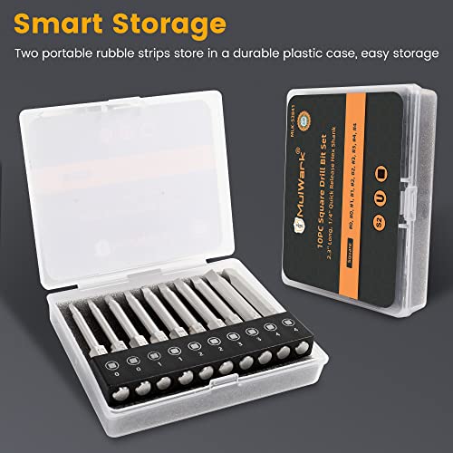 MulWark Robertson Square Allen Wrench Drill Bits Set 10PC Screwdriver Bit Set - image 5