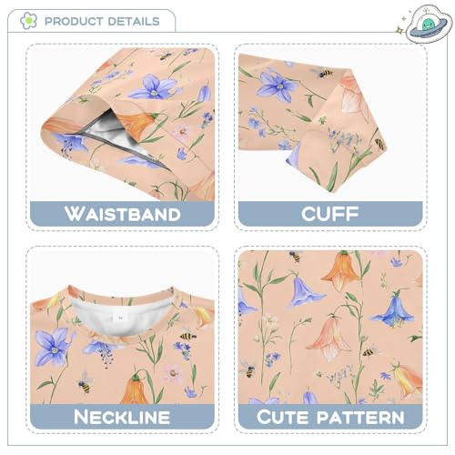 JUNZAN Cartoon Bellflower Peach Big Girls Sweatshirts Hoodies Crewneck Outerwear for Kids Party 4T3