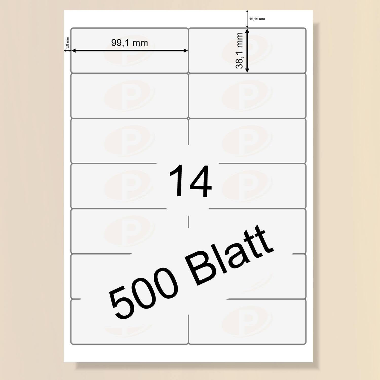 Printation Etiketten 99,1 x 38,1 mm selbstklebend blanko weiß bedruckbar - Internetmarke Adressetiketten - 7000 99x38 auf 500 DIN A4 Bogen 2x7 BigPack - 14 pro Blatt - Adressaufkleber L7163 4678 5076
