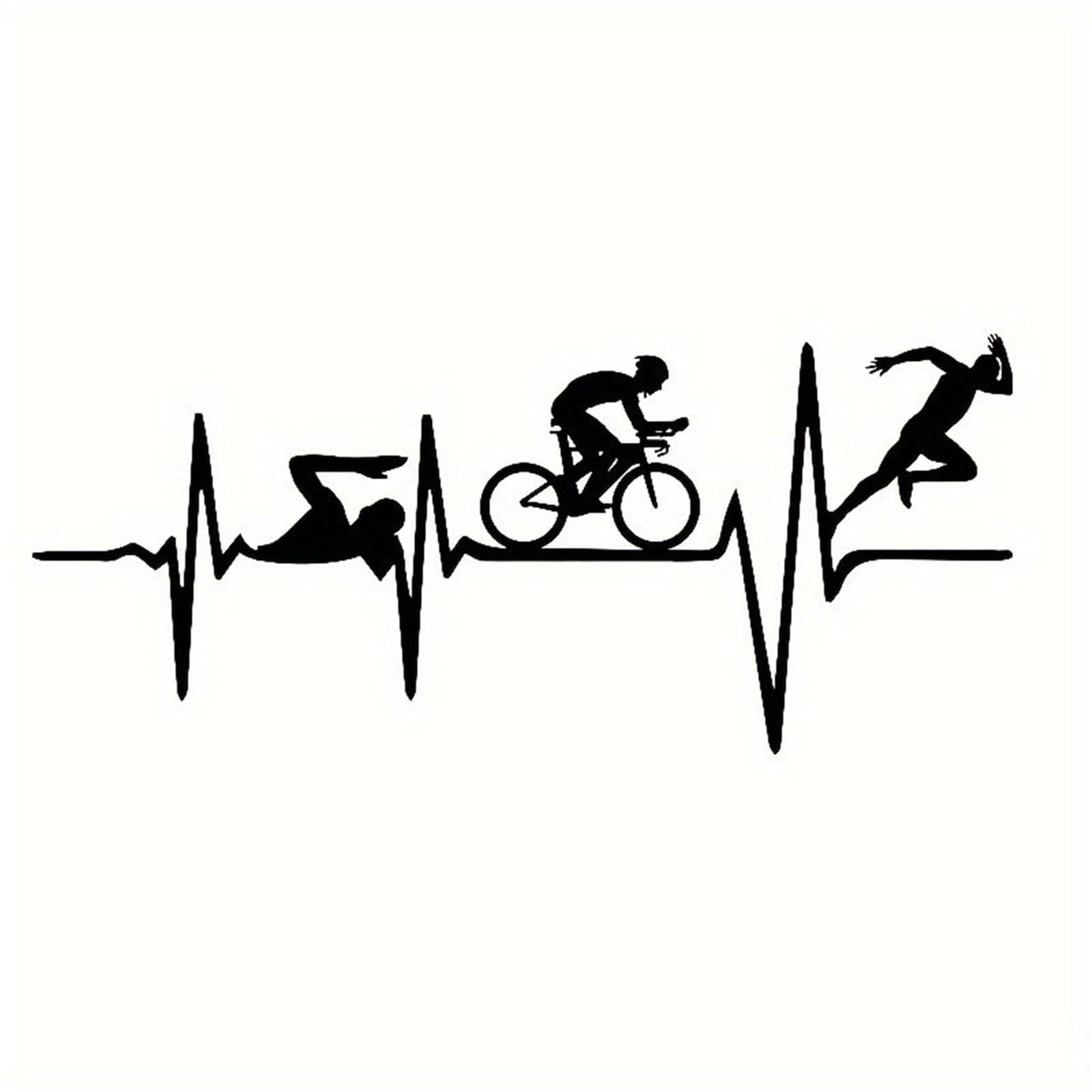 FGLFPXI 1pc Ironman Triathlon Heartbeat Sticker Waterproof Decal for Motorcycle Helmet Bike Laptop Truck Outdoor Sports Decor