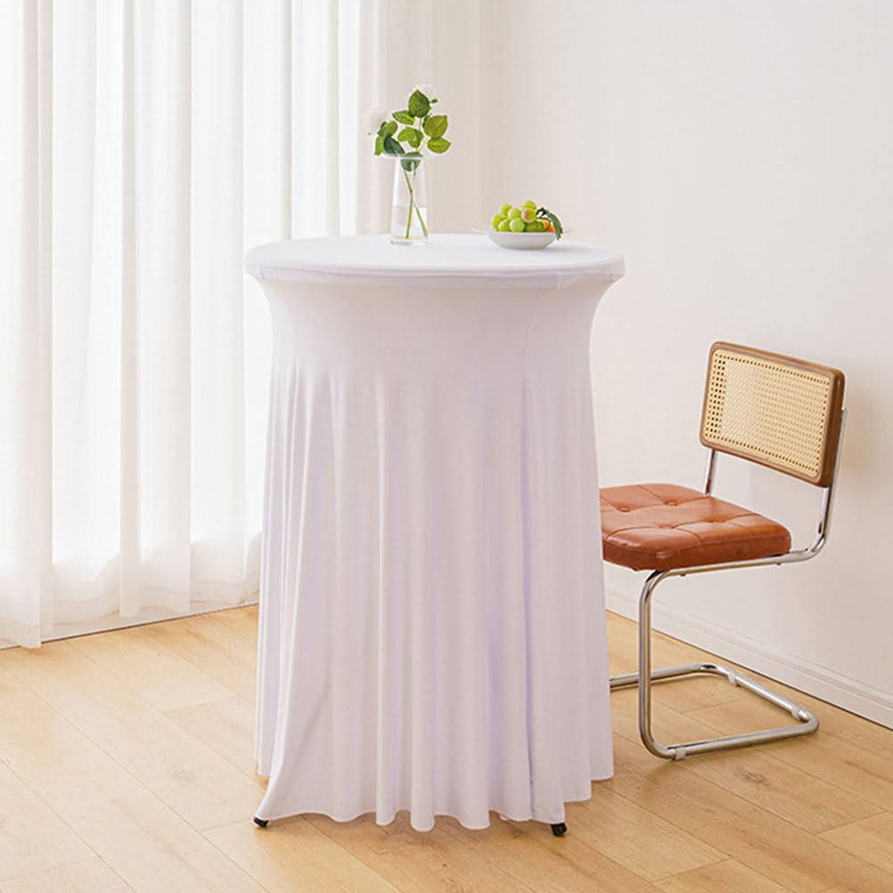 80cm Nappe Mange Debout pour Table Haute avec Jupe, 2/3/4/5pcs Housse pour Table Haute de Reception Ronde, Nappe de Cocktail pour Mariage événement Bistrot,Champagne,3pcs