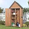 Outdoor storage shed with all around strong metal frame garden shed with floor wooden tool house with adjustable shelfs for backyard garden patio lawn wood extra large  urban country home decor