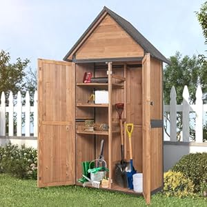 Outdoor Storage Shed with All Around Strong Metal Frame, Garden Shed with Floor, Wooden Tool House with Adjustable Shelfs, for Backyard Garden Patio Lawn (Wood, Extra Large) Outdoor Storage Shed with All Around Strong Metal Frame Garden Shed with Floor Wooden Tool House with Adjustable Shelfs for Backyard Garden Patio Lawn Wood Extra Large