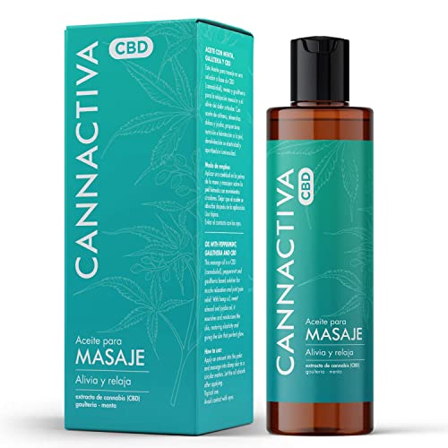 Cannactiva - Aceite Corporal con CBD - 200 ml - Aceite para Masajes - Ideal para Fisioterapia - Contiene Árnica y Mentol - Favorece la Relajación Muscular y el Alivio del Dolor - Vegano y Natural