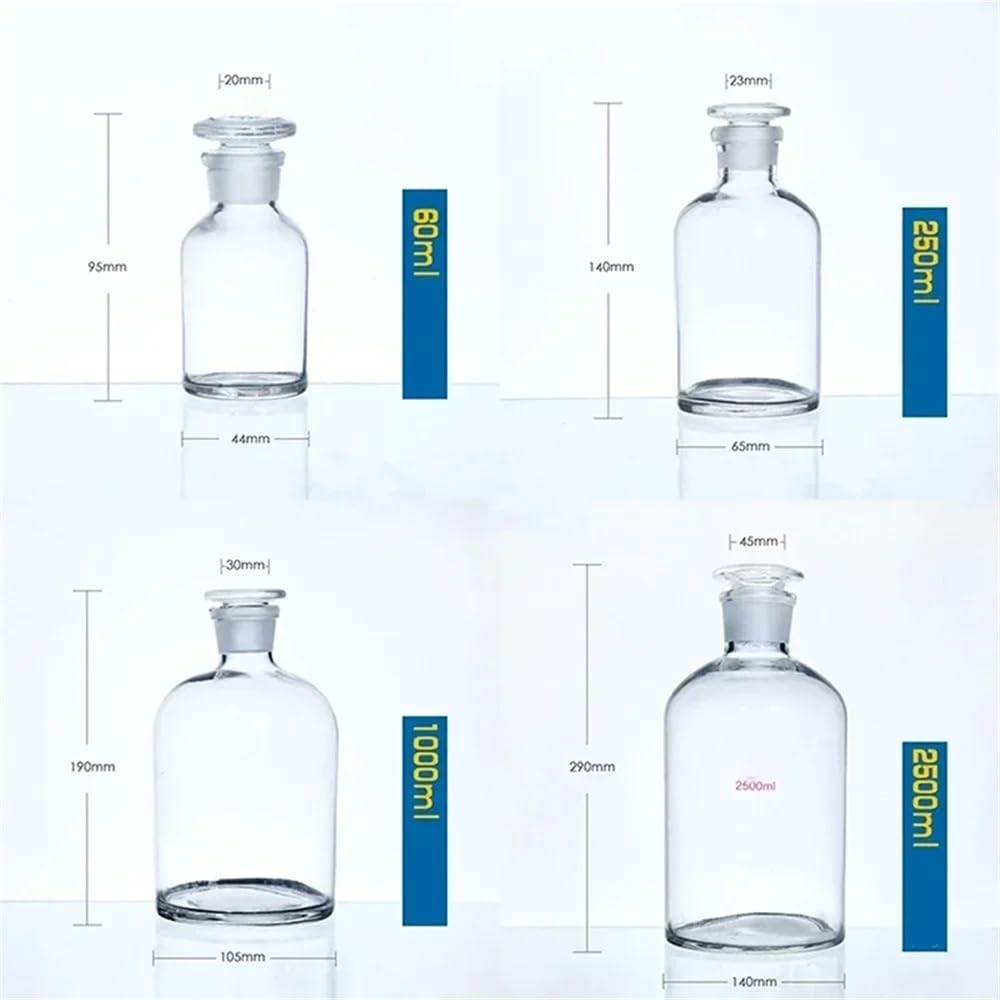Cristalería de Laboratorio Botella de vidrio graduada de boca pequeña de 30/60/125/250/500/1000 ml, transparente, marrón, for laboratorio, experimentos.(TP 1000ml)
