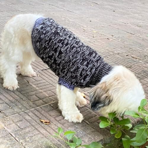 Image of Lulala Dog Sweater for Small Dogs Winter | Warm Woolen Pet Sweater for Shih Tzu, Pomeranian, Maltese | Soft Knit Dog Clothes for Puppy | Black & Grey Stylish Winterwear