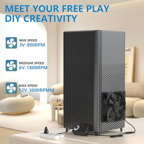 Image of Computer Fan with AC Plug Zirsso 120mm 12V Computer Fan with 110V - 240V Speed Controller for Mining Machine Cabinet Chassis Server Workstation Cooling