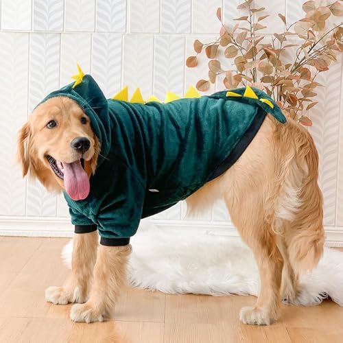 Hundekostüm Hundepullover Bademantel Hund Spaß Tiger mit Kapuze Halloween Rollenspiel Kostüm für Kleine & Mittlere Stitch Kostüm Hund Warm Winterkostüm (Dinosaurier, 4XL)