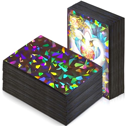 Sayglossy 200 Pcs Holographic Card Sleeves Laser Flashing Black Trading Card Sleeves Matte Kpop Card Protector Sleeves Fit for Game Card, Photo, Sports Cards 2.6 x 3.6 Inches, As Pictures Show
