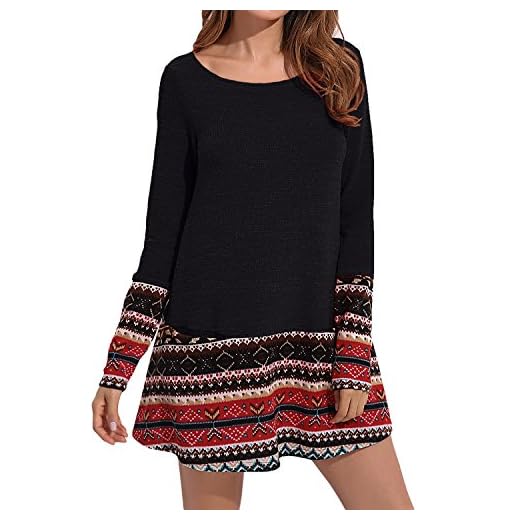 CNFIO Mujer Vestido Bolsillo Cuello Redondo Manga Larga Plus Tamaño Tops Moda