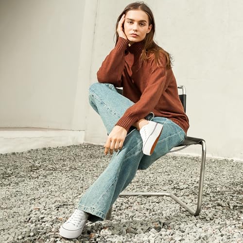 hash bubbie Platform Sneakers for Women White Platform Shoes Low Top Tennis Shoes Non Slip Black Fashion Canvas Sneakers2