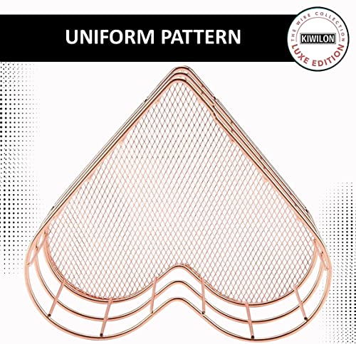 Image of Mini Heart Shape Metal Basket for Fruits, Cosmetics, Snacks & Desk Organizer | Rose Gold Wire Storage Basket for Kitchen, Dining Table, Vanity & Office
