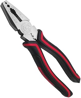 Linesman Pliers 8 inch Combination with wire cutters, Remove Corroded or Rusted Nails, Black&Red