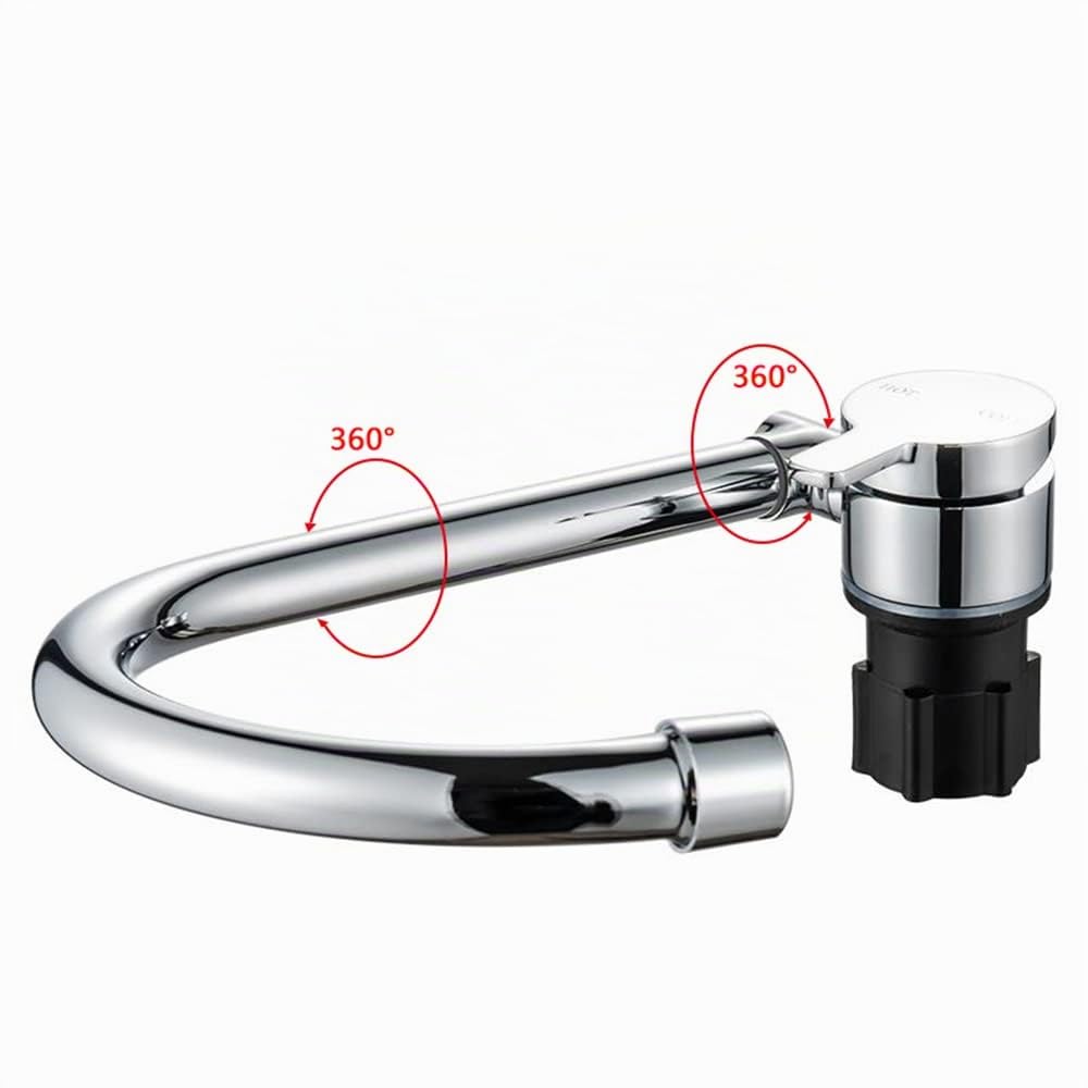 Riloer Rubinetto pieghevole per camper universale per auto, roulotte, camper, girevole a 360°, miscelatore acqua fredda e calda, rubinetto