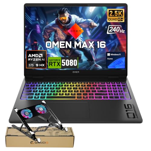 Image of HP Omen Max 16 inch 240Hz Ryzen AI 9 HX 375 & 5080 Gaming Laptop, 64GB DDR5+1TB