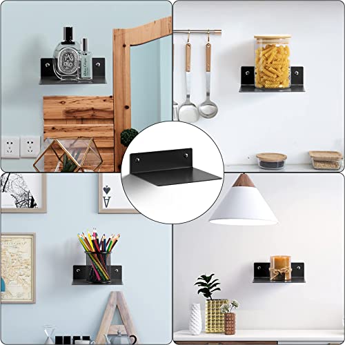 Elsker&Home Small Floating Shelf Set Of 2 Pack Black, Metal Floating Book Shelves For Wall Mounted,Invisible Bookshelves Suitable For Kids Room, Office, Study Room #TOP4