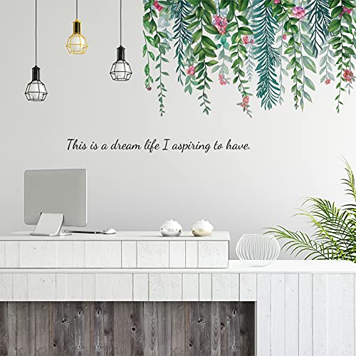 6 Sheets Hanging String Of Pearls Vine Leaves Green Plants Wall Stickers, Fodiens Removable Vinyl Wall Decals Peel And Stick Decor For Teens Boys Girls Bedroom Living Room Decoration #TOP4