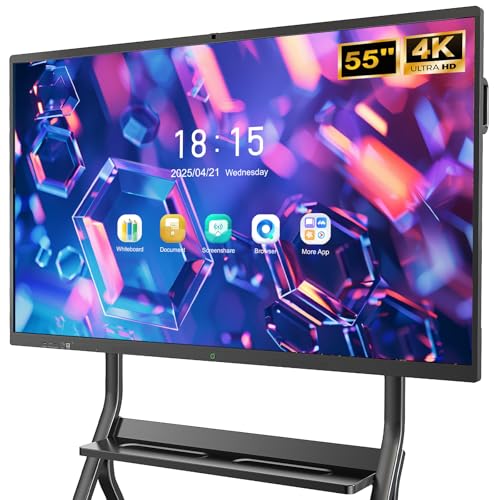 JASZDOT 55'' Smart Board, 4K UHD Interactive Touchscreen Whiteboard, Android13 Wireless Smartboard for Classroom Home Office Studio