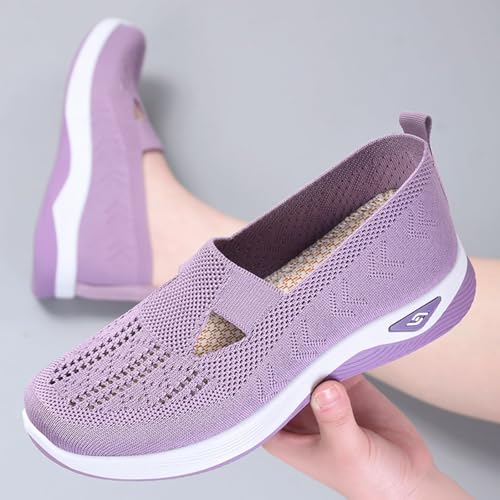 Inspireuplift Shoes for Women, Summer Breathable Non-Slip Soft Sole Elderly Shoes, Women's Casual Orthopedic Walking Flats for Middle-Aged and Seniors2