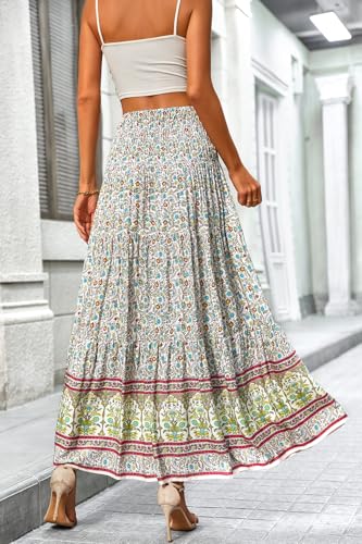 Image of CFLONGE Summer Maxi Skirts for Women 2026 Trendy Floral A Line Boho Skirt