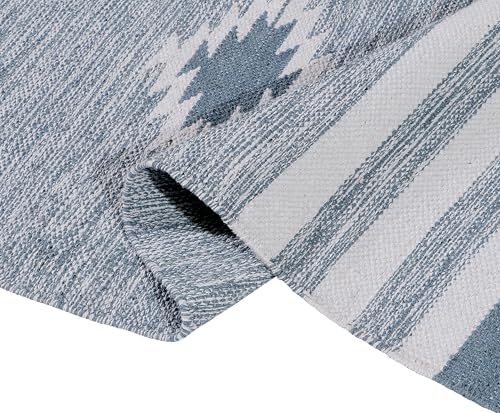 Image of Hand Woven 100% Natural Cotton Designer Rug|Kitchen Runner|Bedside Runner|Kitchen Mat|Carpet|Multiple uses for Balcony,Living Room,Bedroom,Size-22x60 Inches, (Grey)