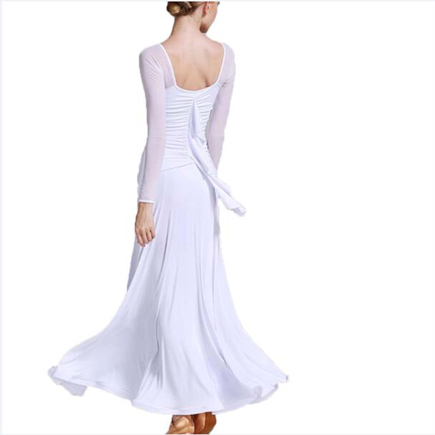 Abiti da Ballo Standard da Donna con Scollo A V Valzer Moderno Abito da Ballo per Spettacoli Tango Flamenco Costume da Ballo di Addestramento Gonna Lunga da Allenamento A Pieghe