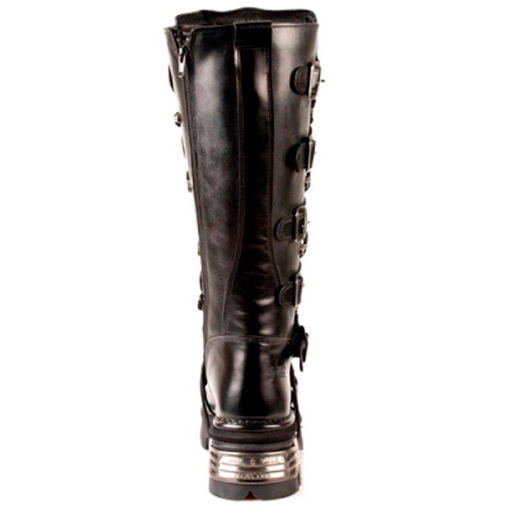 New Rock Newrock 272 Metallic Black Goth Knee High Zip Boot Leather Buckle Boots product thumbnail 6