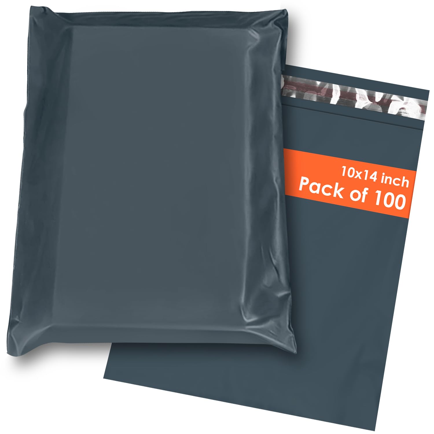 100x Grey Mailing Bags - 10 x 14 Size, 100% Recyclable Parcel Bags, Self-Seal Postage Bags for Clothes - Strong & Sealable Plastic Envelopes, Ideal for Large to Small Postal Packing Shipping Posting