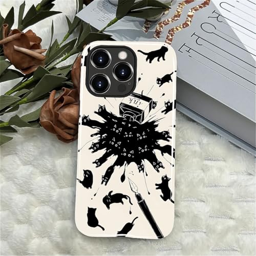 Coque iPhone 13 Pro chat d'encre antichoc en silicone et polycarbonate rigide - 6