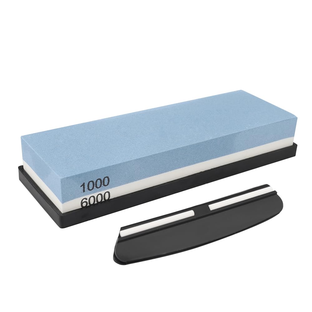 Sharpening Stone Knives, Sharpening Knives Stone, With Granulometry of 1000/6000, Equipped with Non-Slip Silicone Base and Positioning Guide. Used for Sharpening Tools