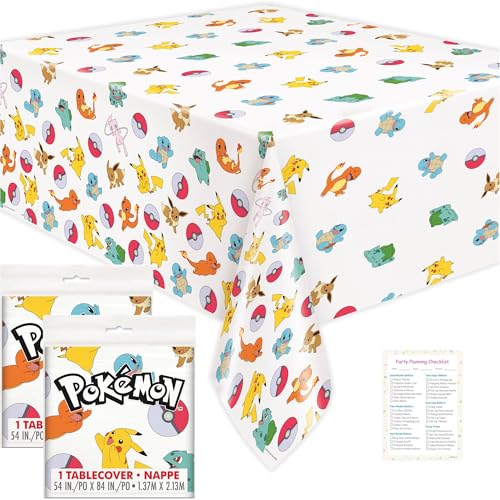 Unique Pokemon Table Cloth (2 Pack) - Pokemon Birthday Party Decorations - Officially Licensed -...