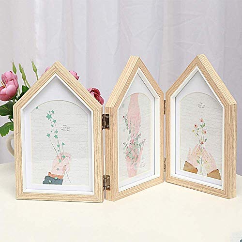 Photo Frame 3 Faltbildrahmen, 4x6 klappbare faltete dreifache Fotorahmen mit Glasabdeckung, Steht vertikal auf dem… – Bild 6