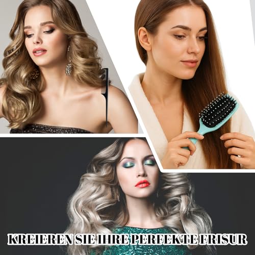 Lockenbürste Set, 3 Bürsten + 1 Haarklammer, Curly Hair Brush Für Definiertes Styling, Bürste Für Locken Mit Empfindlicher Kopfhaut, Reisefreundliches Design, 27,5 Cm Und 23 Cm