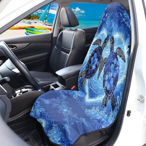 Image of Starfish Sea Car Seat Cover Protector Front Seats Only Universal Fit High Back Seat Covers for Cars Easy to Install Waterproof Soft Auto Seat Covers Anti-Slip