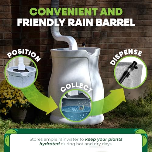 Image of FCMP Outdoor Catalina 45 Gallon Rain Barrel, Light Granite
