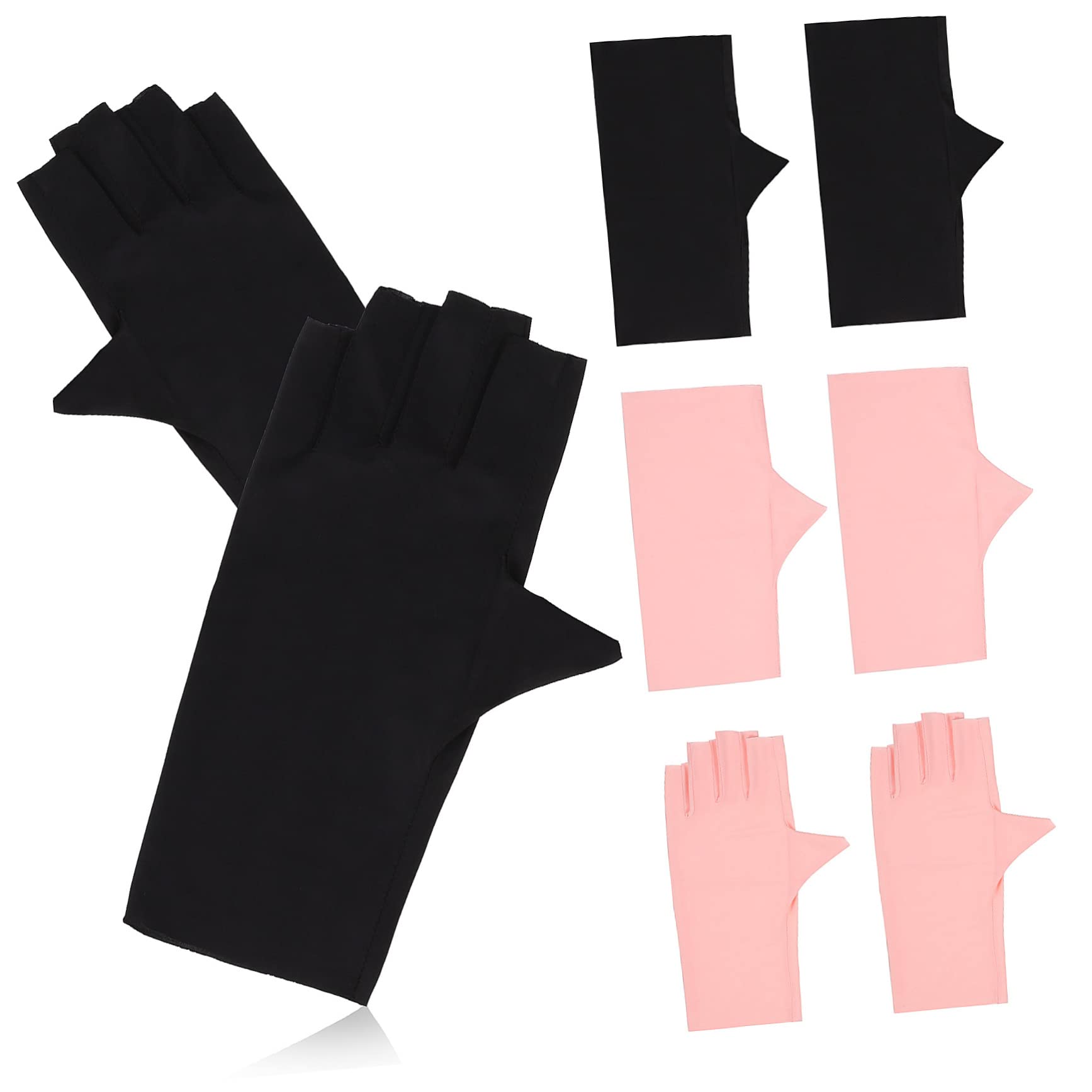 Healvian 12pares Guantes Uv Para Manicura De Gel De Guantes Sin Dedos Diseño Transpirable y Elástico Protección Uv Para Mujeres y Niñas