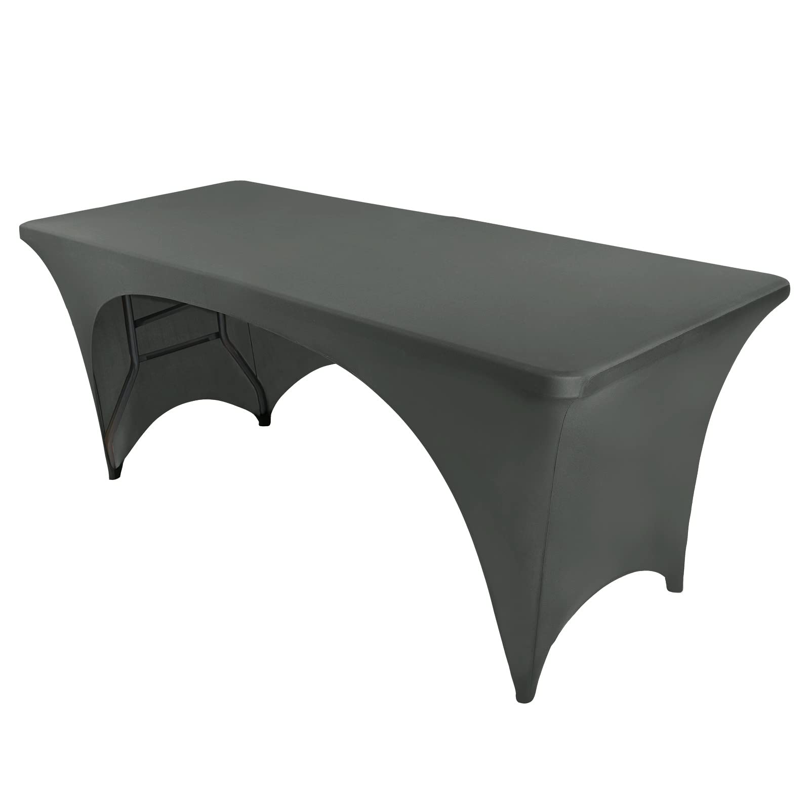 FestiCorpGray Fitted Table Cover for 6 Foot Table - Spandex Massage Lash Bed Table Covers 6Ft, Elastic Table Cloths, Open Back Stretch Table Clothes for Party, DJ Table, Banquets, Events, Trade Show