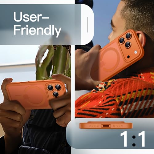 Image of JETech Magnetic Case for iPhone 17 Pro 6.3-Inch Compatible with MagSafe, Translucent Matte Back Slim Minimalist Shockproof Phone Cover (Orange)