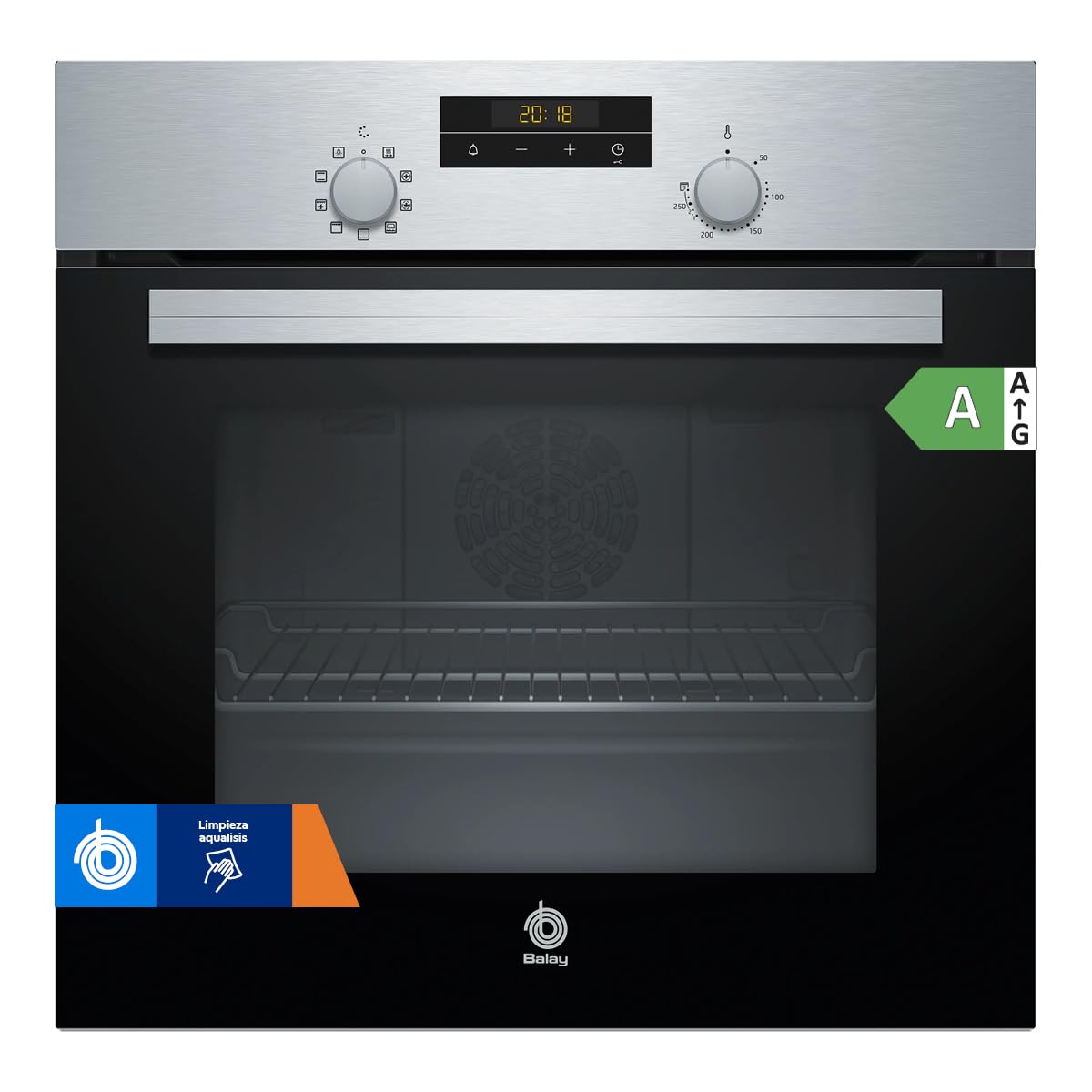 Balay, Horno Multifunción, 60 cm, Negro/Acero inoxidable, 3HB2030X0 | 7 funciones, Control comfort, Precalentamiento rapido, Aire Caliente 3D Profesional.