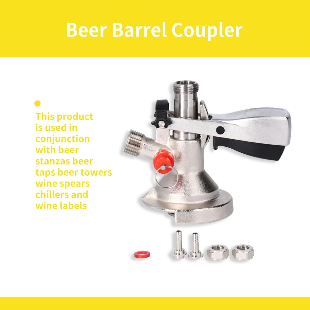 Coupleur de Fût de Bière, Distributeur de Robinet de Fût de Bière en Acier Inoxydable G5/8, un Coupleur avec Soupape de Décharge, Accessoire de Vin, Peut être utilisé avec les
