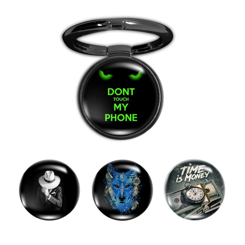 Image of 4-in-1 Metallic Mobile Back Ring Holder | Strong Grip for Phone & Back Cover | 4 3D Logo Magnets | 360 Adjustable Stand