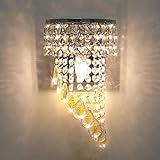 Diseño de Lujo: Basado en una estructura de acero inoxidable en forma de anillo, rodeada de hilos de cristal. Puede crear un ambiente romántico y cálido y es la iluminación decorativa perfecta para su hogar. (Comprueba cuidadosamente el tamaño de la lámpara de pared antes de realizar el pedido)