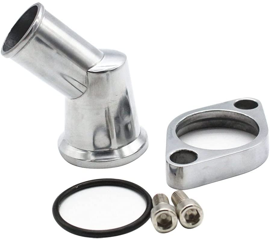 A-Team Performance Straight-Up Water Neck Thermostat Housing - Black Aluminum For SBC/BBC Chevy Engines